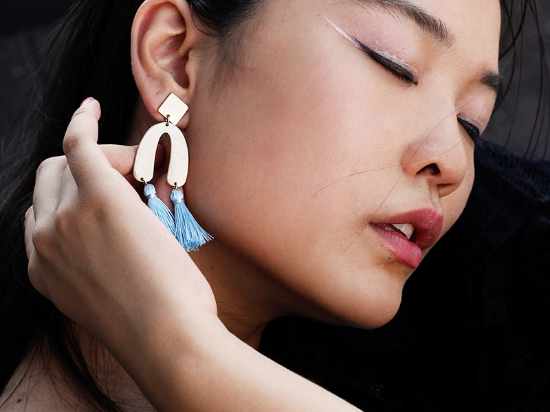margaux blue tassel earrings