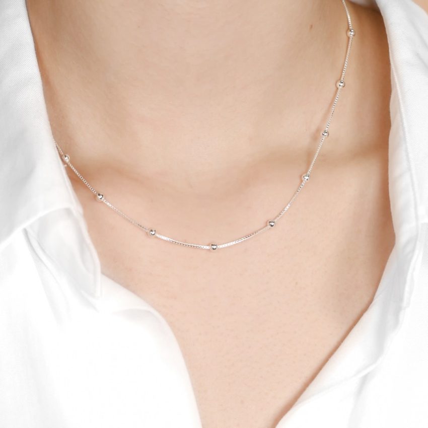 Green Jade Silver Bead Necklace – Huongs Jewellery