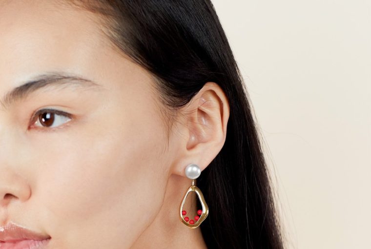 red gemstones unique earrings